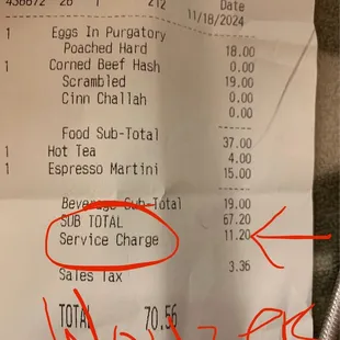 Two people was $70 before tip
