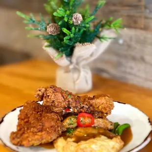 Hot chicken and biscuits