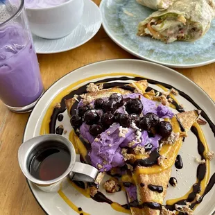 Ube fresh toast and Sisig Burrito