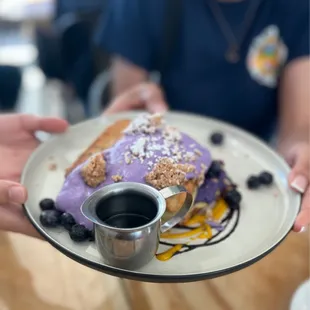 The TDF Ube French Toast - we split it four ways as dessert! #sogood