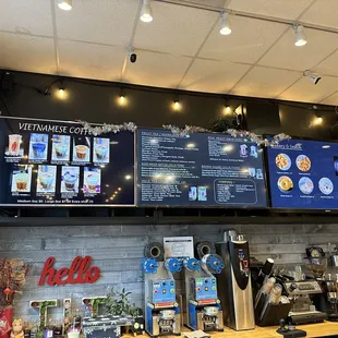 menus and coffee machines