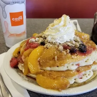 Peach Berry Crumble Pancakes