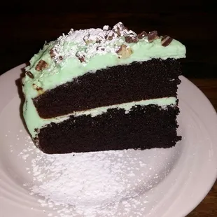 Chocolate mint cake desert.
