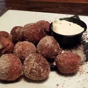 Donut holes with honey mascarpone
