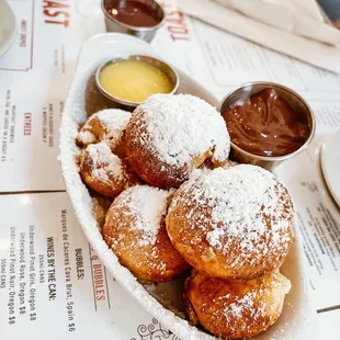 Ableskivers with Nutella and lemon curd.