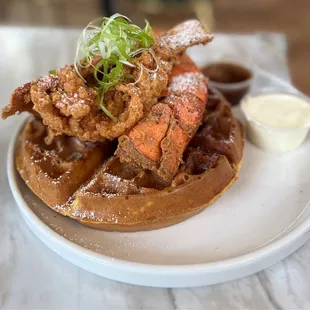 Lobster &amp; Sweet potato waffles