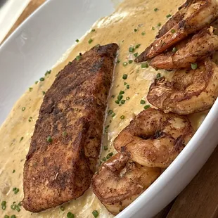 Salmon shrimp and grits