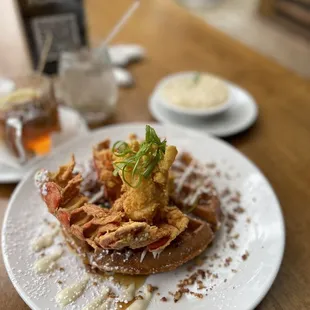 Fried Lobster with Sweet Potato Waffle