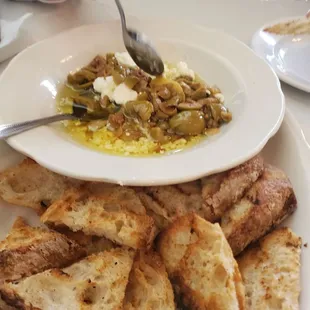 Olive and feta cheese appetizer..could have filled up on this alone