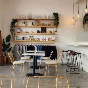 a table and chairs in the foreground