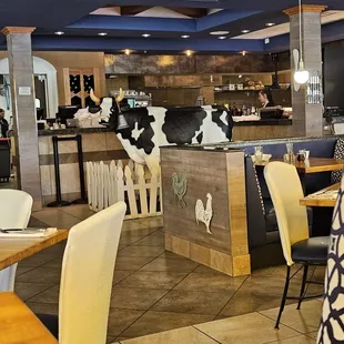 A cow in the restaurant