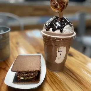 Frozen Hot Chocolate and caramel apple smore
