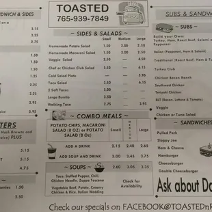 a menu for a restaurant