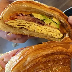 Breakfast croissant sandwich