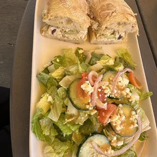 Chicken Salad Sandwich with Greek Salad