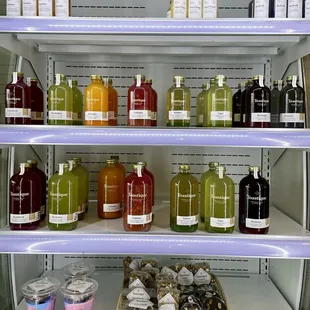 Display of juice bottles