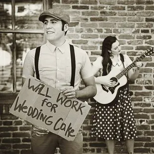 -"Will work for wedding cake" Chocolate, please!!!