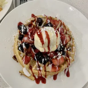 waffles, food