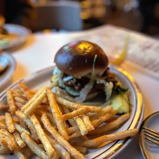 fried chicken sando and fries