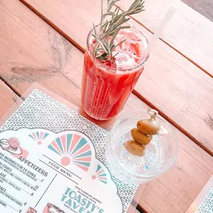 Blood orange margarita &amp; Dirty martini