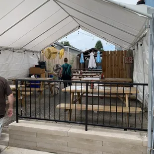 Outdoor dining area that is pet friendly