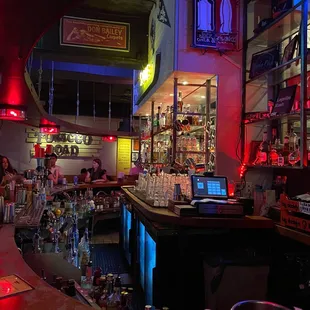 a bar with neon lights