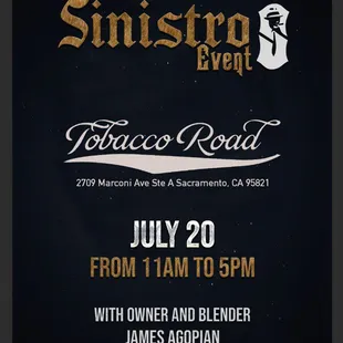 Cigar Event on July 20th, 2024 from 11:00 am to 5:00 pm