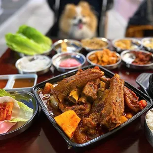 Spicy Dwaeji Galbi Jim, pork spare rib (+$8 surcharge), part of Special A meal for two for $52.99