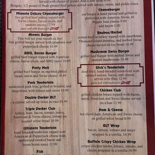 Burgers and sandwiches