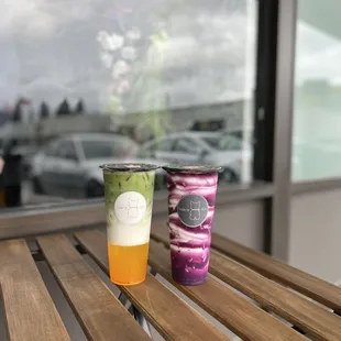 Mango matcha latte &amp; ube latte