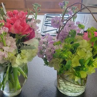 Two mothers day florists choice arrangements ordered from out of state  and delivered to Riss Lake for $133.