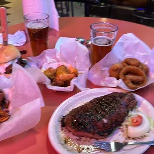 Ribeye steak, wings and a great burger!