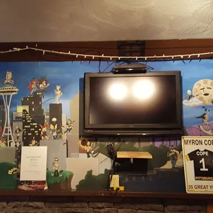 a tv on the wall