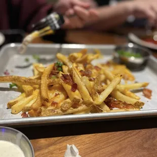 Cheesy bacon fries. Awesome