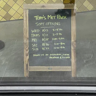 Soft opening hours from 8/23-8/27