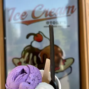 Ube ice cream Macupono sorbet Mango sorbet