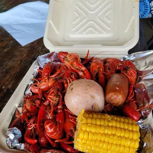 Crawfish boil - lb of crawfish, corn, potato, and sausage!