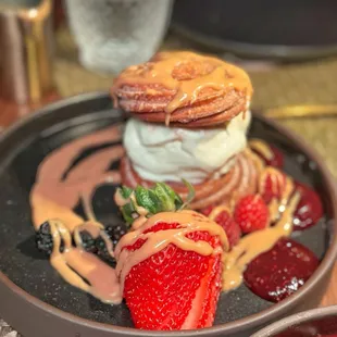 CHURRO ICE CREAM SANDWICH * churro, vanilla ice cream, cajeta, fresh berries