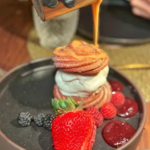 CHURRO ICE CREAM SANDWICH * churro, vanilla ice cream, cajeta, fresh berries