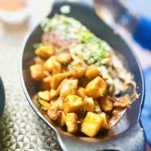 Smothered breakfast burrito.