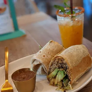 Guiltless Burrito and Passion fruit (virgin) Margarita