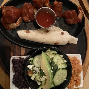 This is the Camarones Alacran. Cheese-stuffed fresh prawns, wrapped in bacon and deep fried.