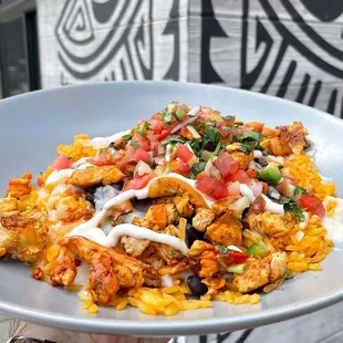 a plate of mexican food
