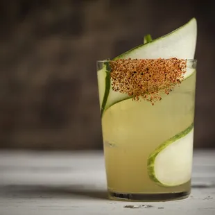a close up of a drink