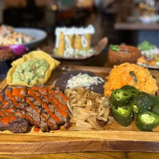 a platter of mexican food