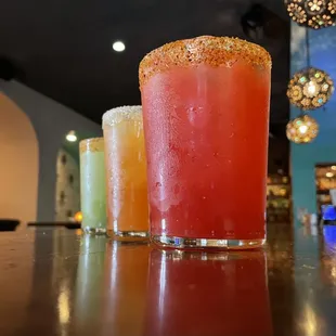 Spicy Watermelon Margarita, Blood Orange Margarita and Pepino Margarita.