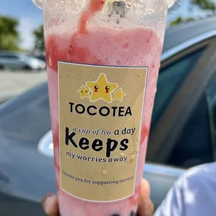 Strawberry Freeze with boba pearls
