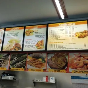 the menu of the restaurant