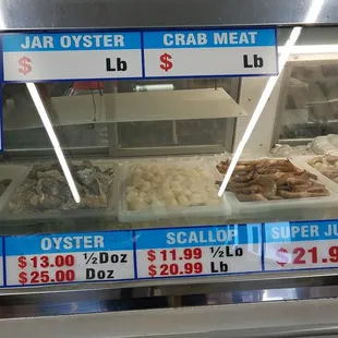 a variety of seafood for sale