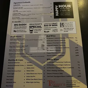 a menu for a restaurant